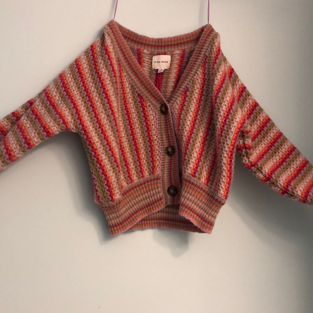 Pink Rose Crocheted Cardigan